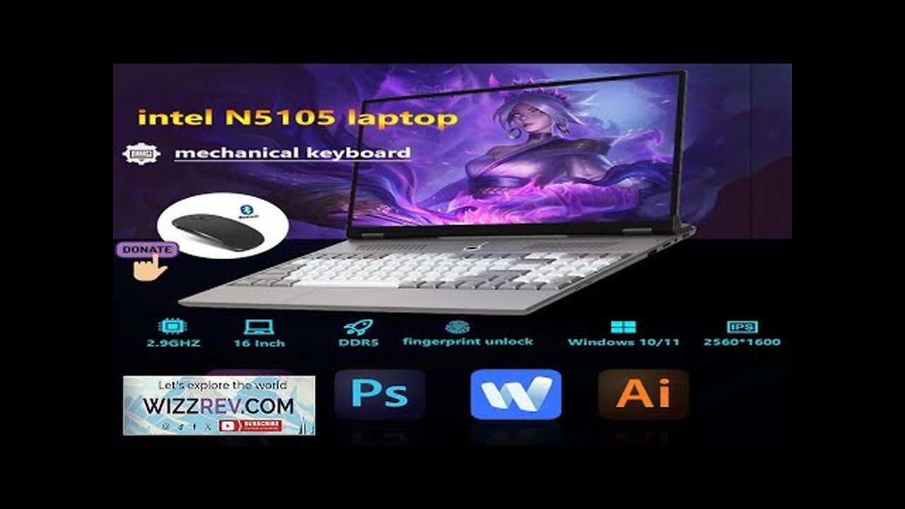 Mechanical Keyboard With Backlight Laptops 16 Inch 2.5K Intel N5105 ...