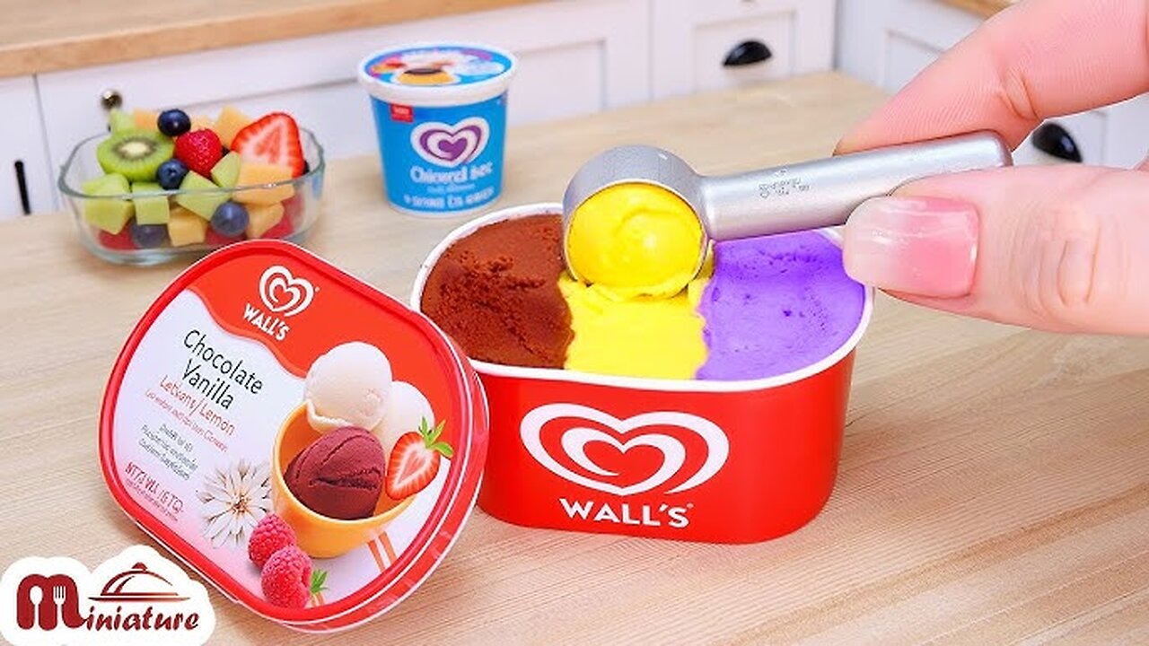 "WALL’S 🍦 Mini 3-in-1 Ice Cream ✨ | Perfect Tiny Summer Dessert | Miniature Cooking"