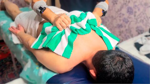 Skin Pulling by Towel ASMR Strong Back Massage Experience