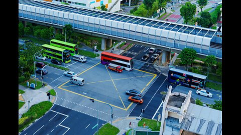 Aerial View of Urban Intersection with Traffic