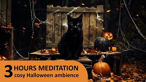 🐈‍⬛3 Hours Meditation | Halloween Ambience | Relaxing Cat Purring And Falling Leaves