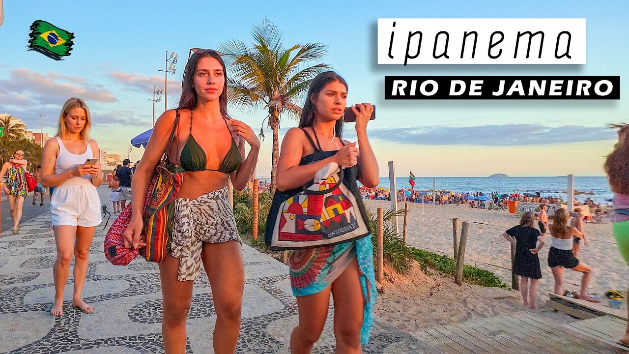Walking on Ipanema Beach Boardwalk — Rio de Janeiro, Brazil 🇧🇷 【 4K UHD 】