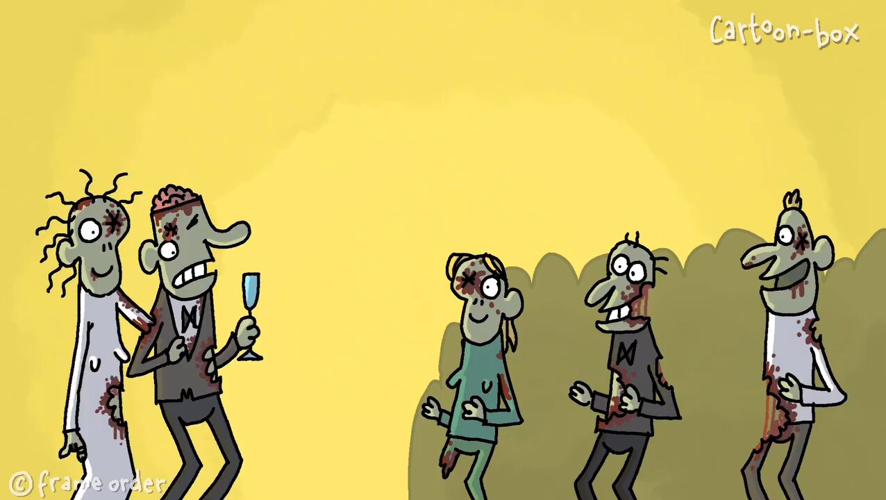 funny cartoon zombie wedding