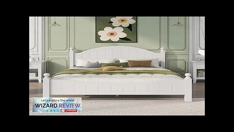 Queen Size Traditional Concise Style Platform Bed White Solid Wood Bed Frame Review