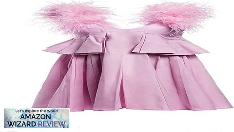 Christian Cowan Soft Pink Feather Trim Pleated DressRaw hem pleated mini dress with ostrich Review