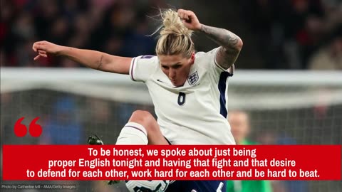 Millie Bright celebrates England's battling win over Spain