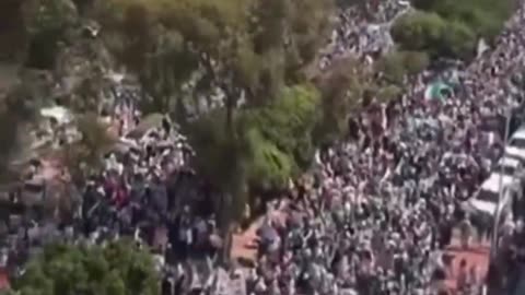 Aerial view of MASSIVE rally in Cape Town, South Africa in solidarity with Palestine
