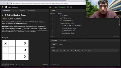 LeetCode: 419 Battleships in a Board | Christmas Eve LeetCoding Session: First Quick Speed-Run