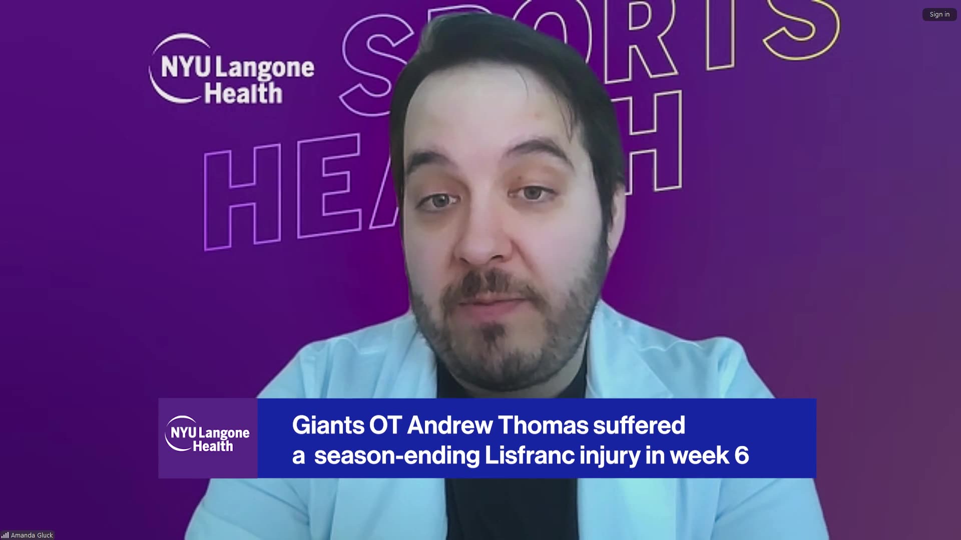 NYU Langone's Daniel J. Kaplan, MD explains Andrew Thomas' recovery from Lisfranc surgery