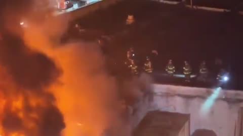 Massive fire breaks out at warehouse in Midwood area of Brooklyn, New York; casualties unclear.