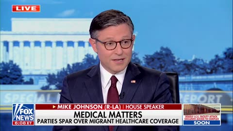 Mike Johnson, Fox News Host Jostle Over Whether Democrats Would Fund Healthcare for Illegals 