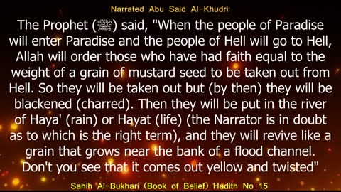 English Translation of Hadith 15 I Sahih Al-Bukhari I Book of Belief I Book # 2