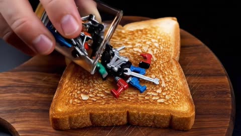Spreading objects on toast toolbox edition 🔨 #asmrsounds #asmrvideo #oddlysatisfying