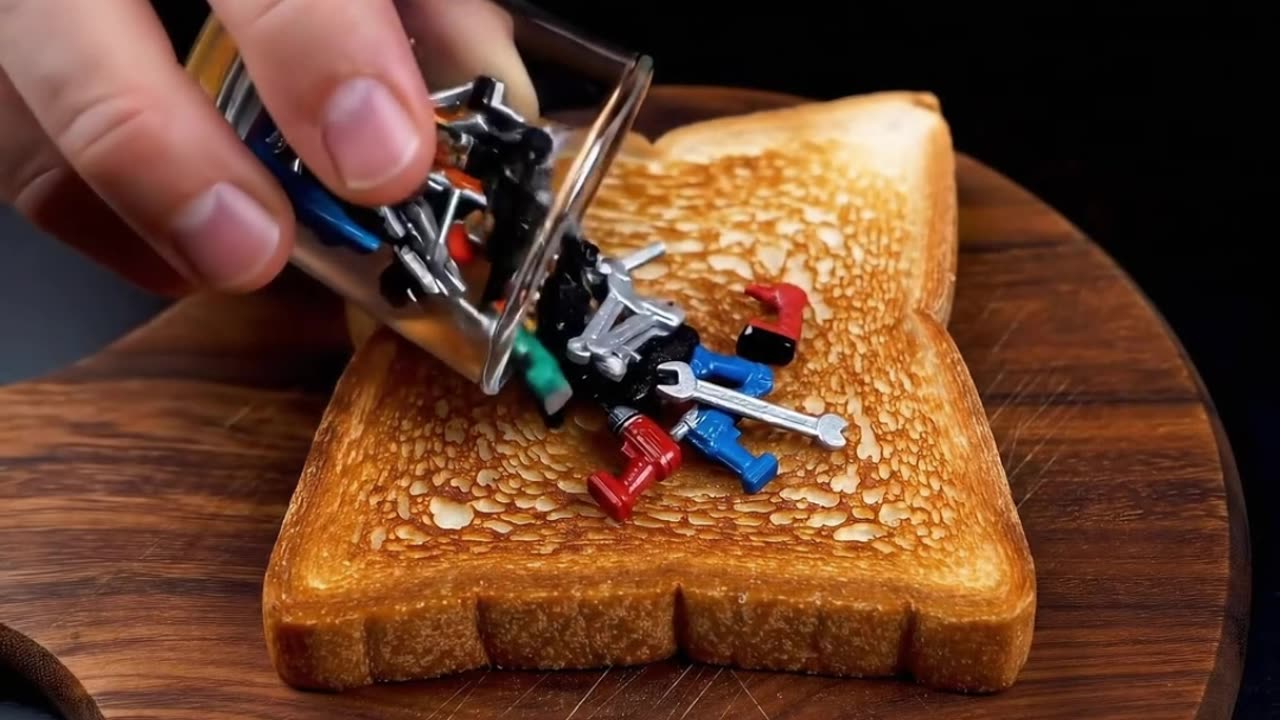 Spreading objects on toast toolbox edition 🔨 #asmrsounds #asmrvideo #oddlysatisfying