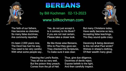 BEREANS -- an original song by Bill Kochman.