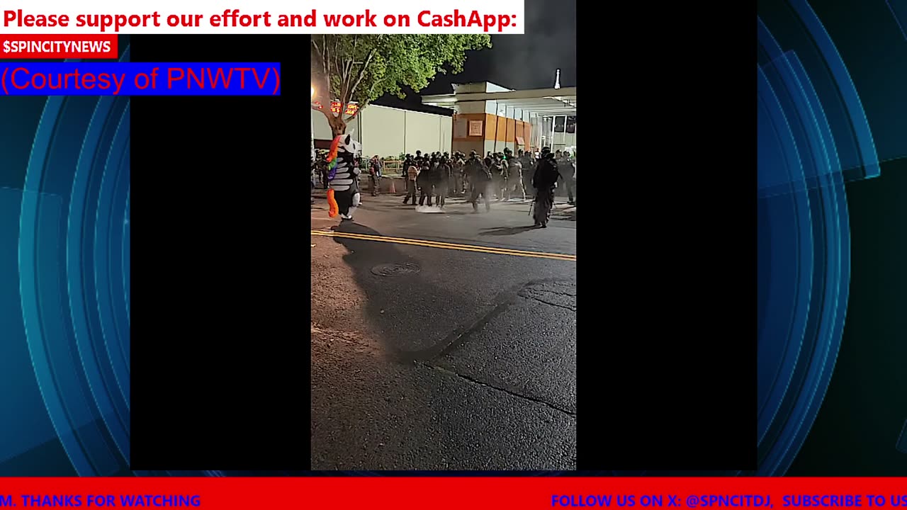 Violent protest in Portland tonight