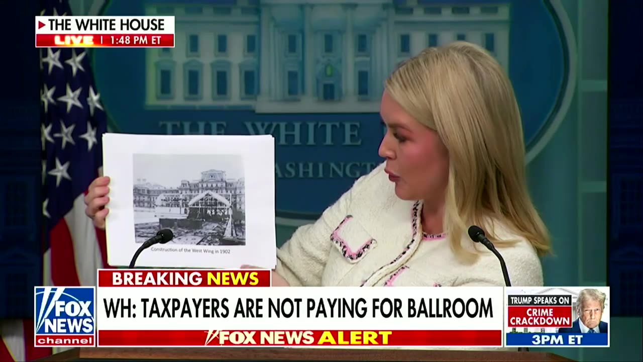 Karoline Leavitt calls ballroom Trump's 'main priority' amid government shutdown