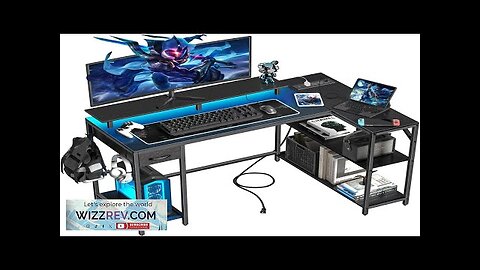 47 inch Gaming Desk with Power Outlet & LED Light Reversible L Review