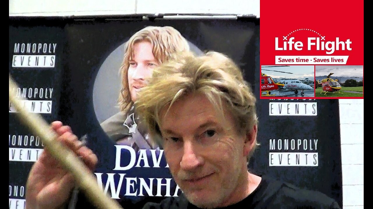 DAVID WENHAM ⭐️ (Faramir) signs a Wizard 🧙♂️ Staff for Life Flight ❤️🤍 New Zealand 🤍
