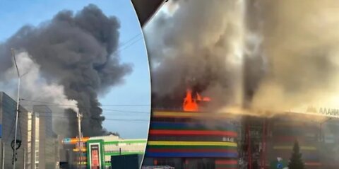 A fierce fire and explosion occurred at a shopping mall in the Russian republic of North Ossetia