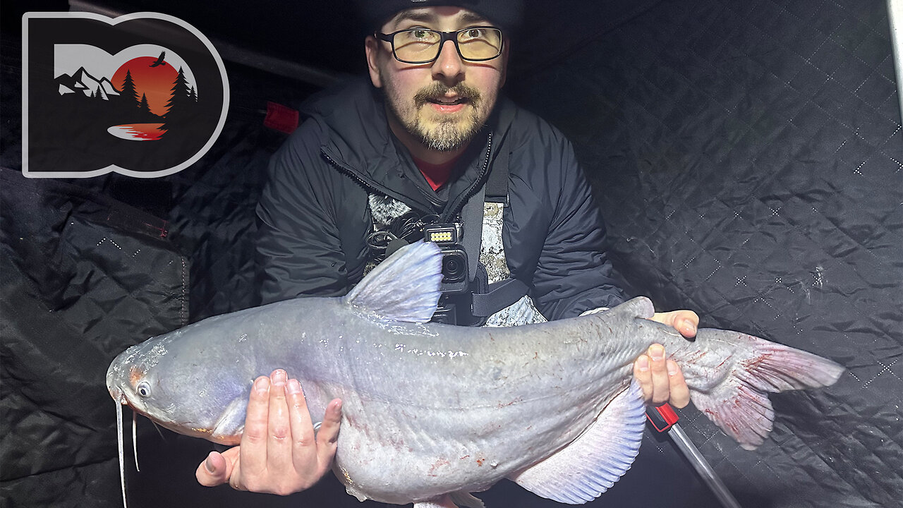 Ice Fishing For Blue Catfish In A Pop-Up Sled: Last Trip of the Season!