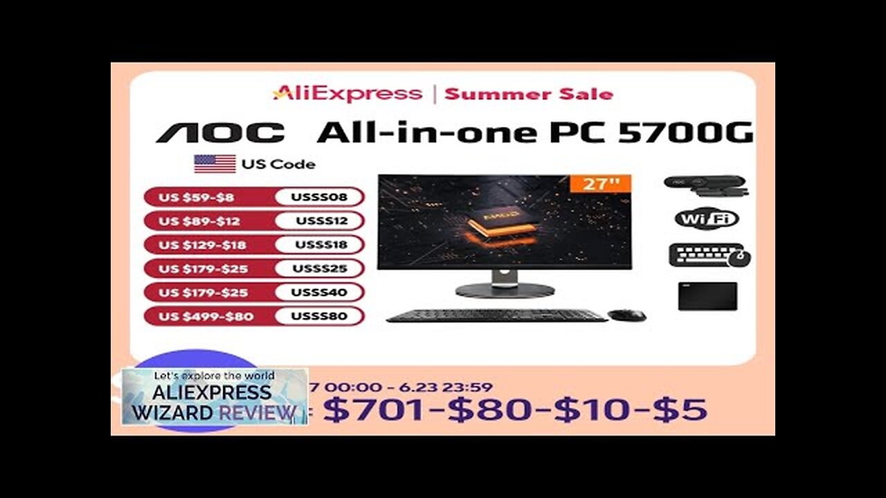 AOC All-in-one Computer 27-inch AMD 5700G+16G+512G Desktop Gaming Adjustment AIO Home Office Review