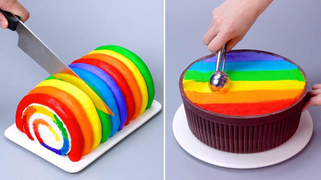 Amazing Rainbow Chocolate Cake Hacks🌈 #shorts #satisfying #cake #rainbow #hacks