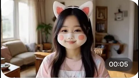 A Asian Kawaii Cute Cosplay Girl in a House