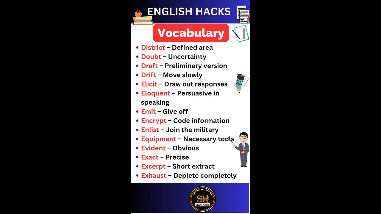 Daily use Important vocabulary words for exam 2025 58 #studyhacks123 #vocabulary #english #shorts