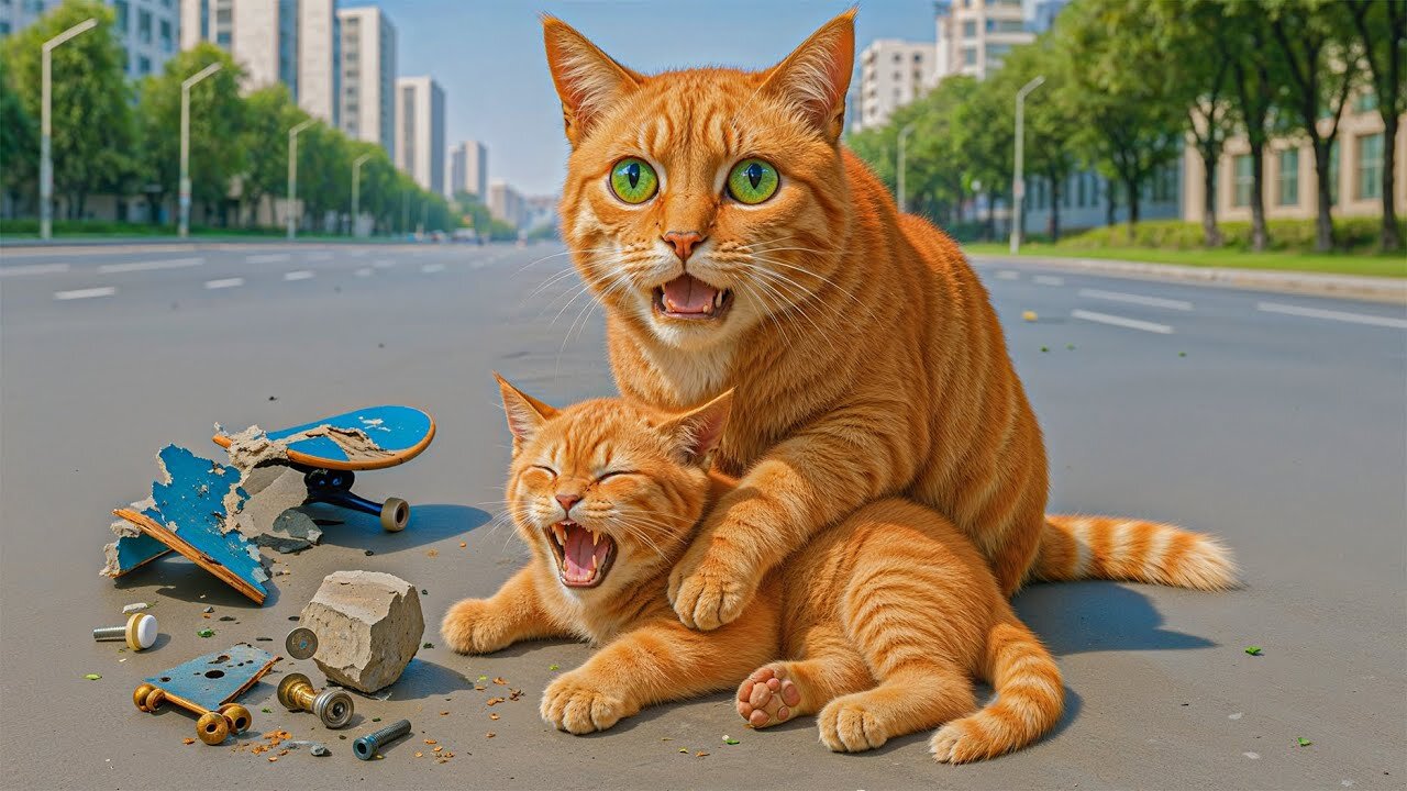 Mama Cat Take Cares for Kitten Accident While Skateboard 🐾😿❤️ A Touching Recovery Story