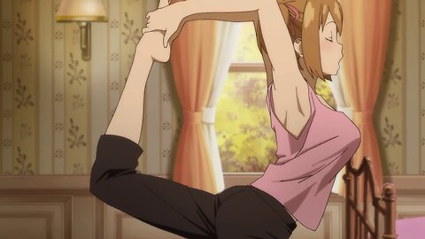 Soul Eater Not - Meme doing yoga and Anya practicing