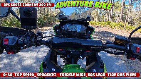 RPS Cross Country 300 0 to 60, yop speed, who makes engine, sprocket swap, gas leak, Tire rub