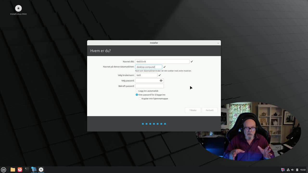 Installere Linux Mint 22.2 Cinnamon. Film1 av 3).