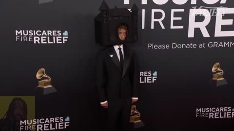 Jaden Smith at the Grammys wearing a house on his head.