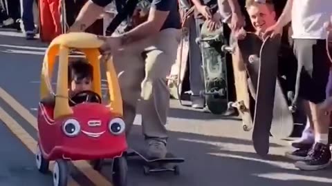 A dad takes his son to a major skateboarding meet