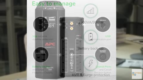 APC UPS 1500VA UPS Battery Backup and Surge Protector, BX1500M Backup Battery Po