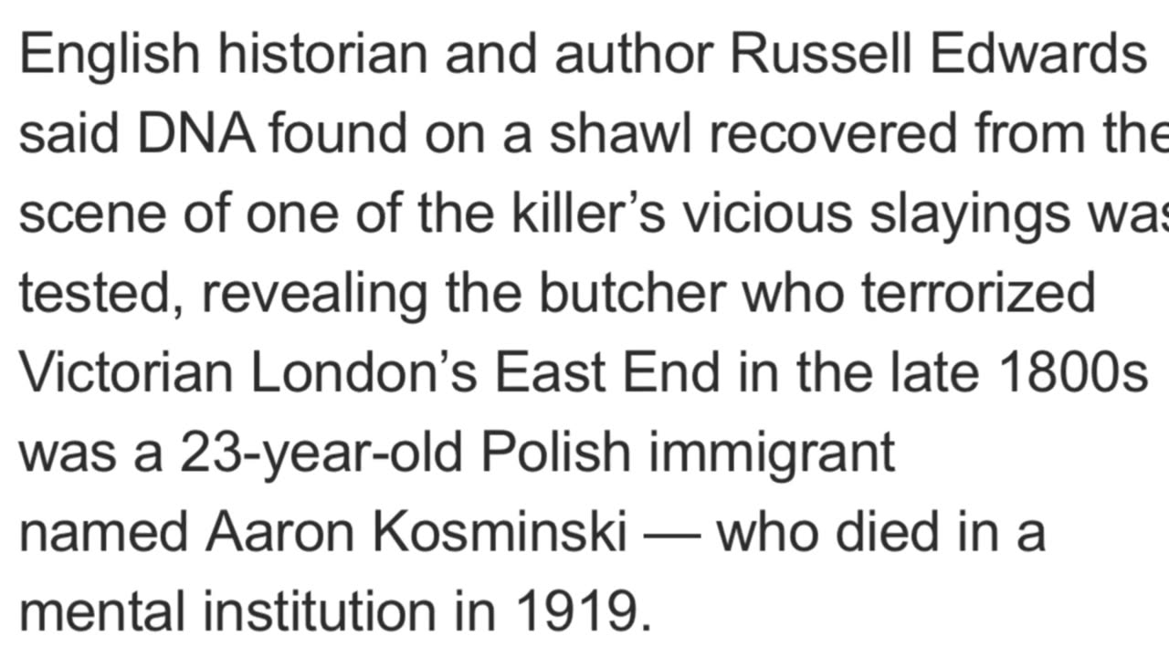 Aaron Kosminski? Historian Claims DNA Identifies Jack the Ripper