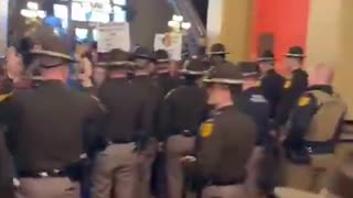 Anti Trump insurrectionists storm Iowa State Capital Building to disrupt Mom's for Liberty event.