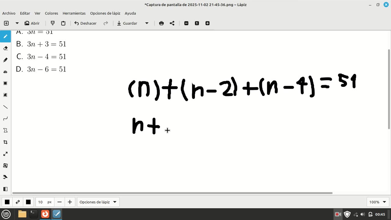 pregunta de matemáticas examen de admisión