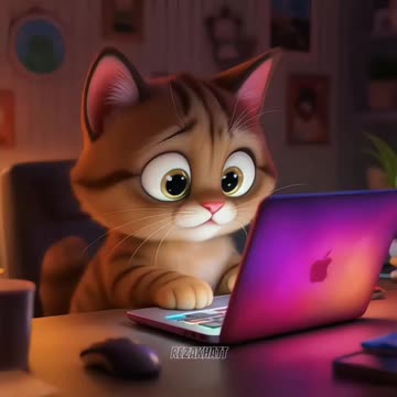 This curious cat just can’t resist the glowing laptop!