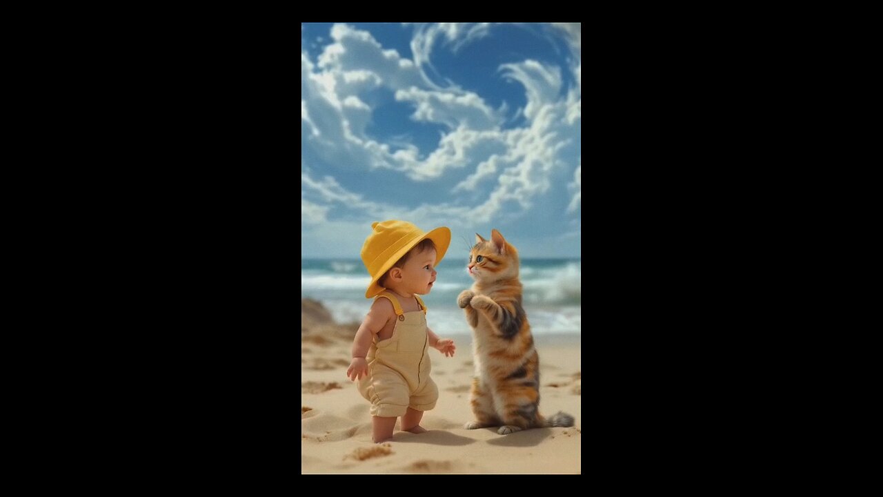 Cute babay fighting with 🐈 kitten .