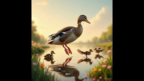 Mother Duck Teaches Ducklings To Fly |