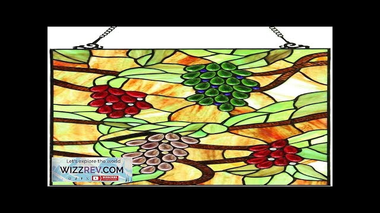 Bieye W10065 Grape Tiffany Style Stained Glass Window Hanging Panel Rectangular Shape Review