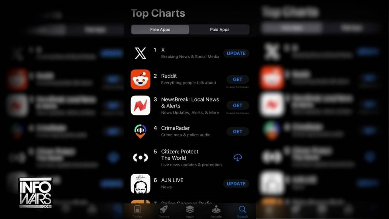 DIGITAL EARTHQUAKE: Alex Jones Network App Shoots To #6 In Global News Less