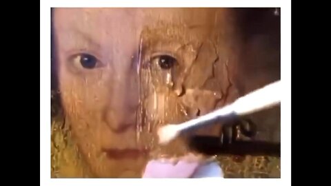 Hundreds of Years of Yellow Varnish Being Removed from a 1617 Portrait 