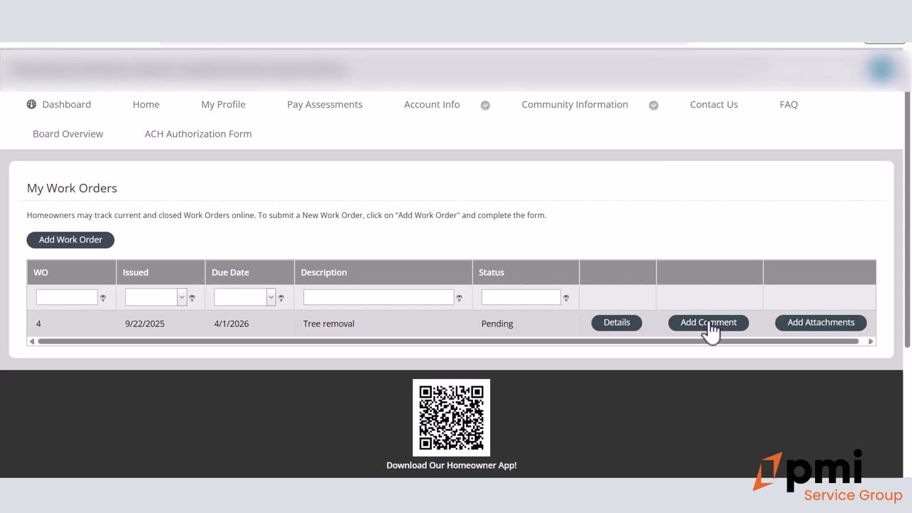 HOA Homeowner - Managing Work Orders
