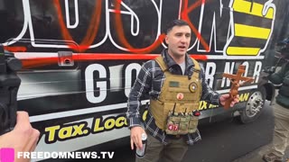 Jake Lang with "Americans against Islamification" just spray painted Anthony Hudsons