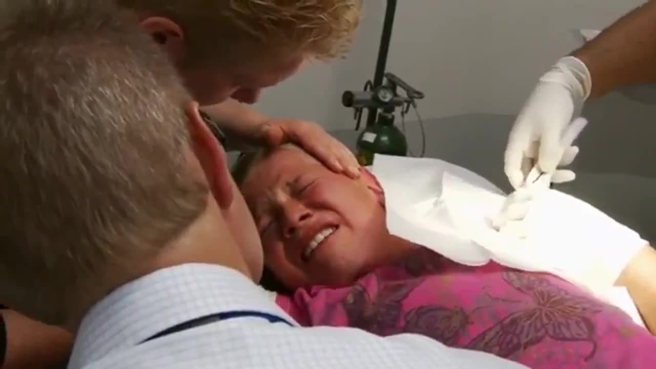 Mentally ill cunt holds her SON down as HE is INJECTED with PUBERTY BLOCKERS. 🏳️‍⚧️
