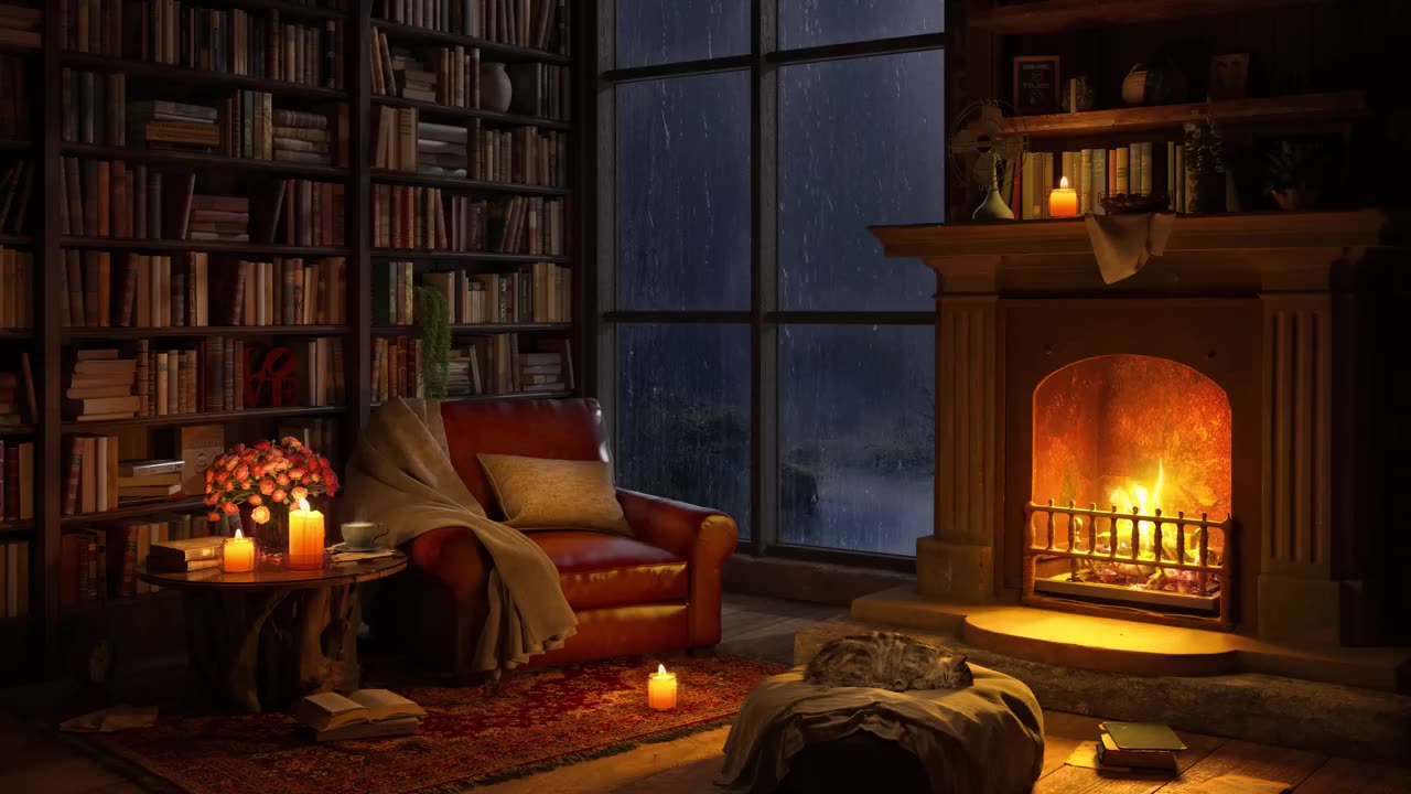 Cozy Reading Nook Ambience, Smooth Jazz Music