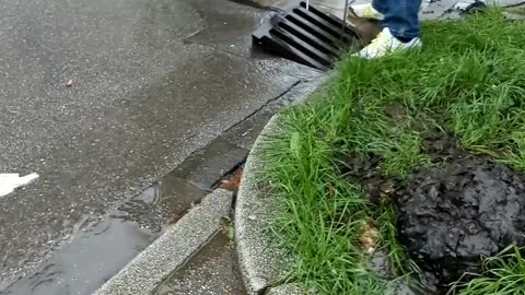 Unclogging a Storm drain after raining 2